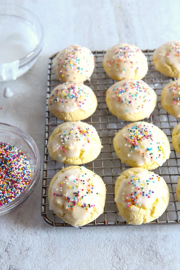 Gluten-Free Anginetti Cookies on a wire rack.