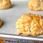 Red Lobster Cheddar Bay Biscuits Gluten Free on a baking sheet.