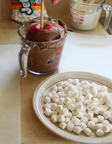 Plate of mini marshmallows.