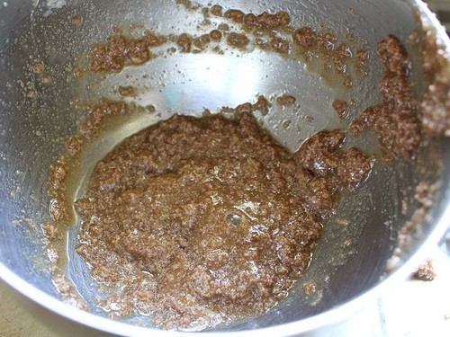 Gluten-Free Cinnamon Bun Waffles filling in mixing bowl.
