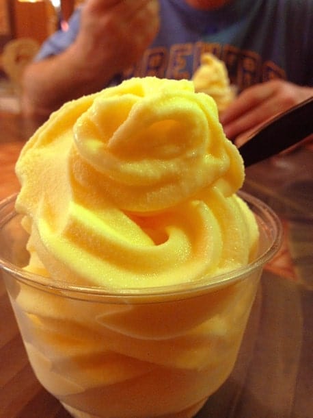 Dole whip ice cream in small bowl.
