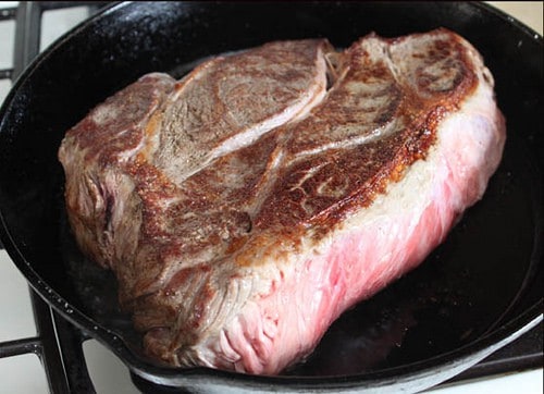 Searing Paleo Pot Roast.