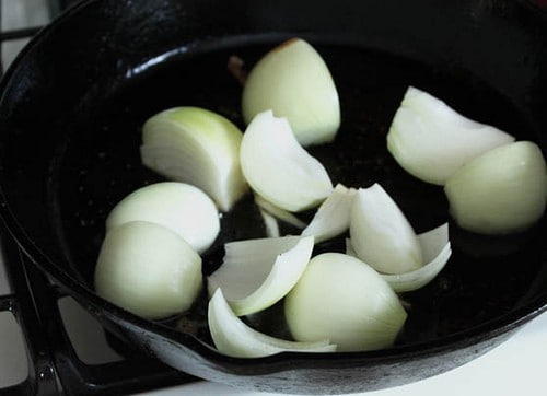 Onions cooking for paleo pot roast.