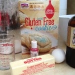 Ingredients for gluten-free sugar cookies on counter.