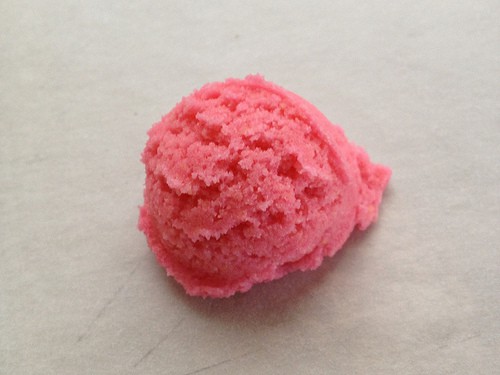Pink gluten-free dough ball round.