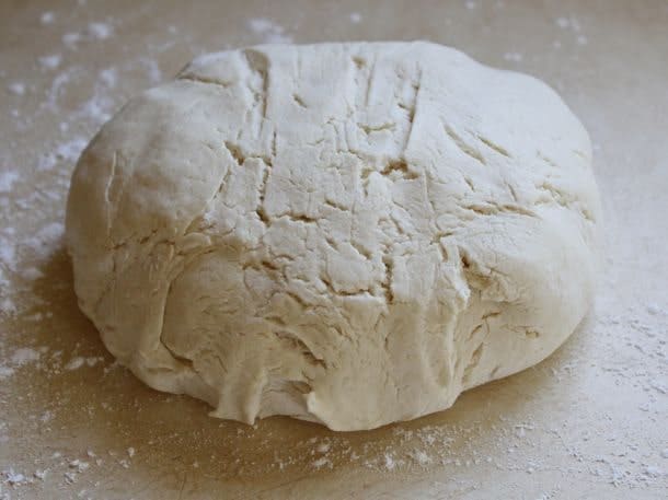 Gluten-Free Soft Pretzel dough on a counter.