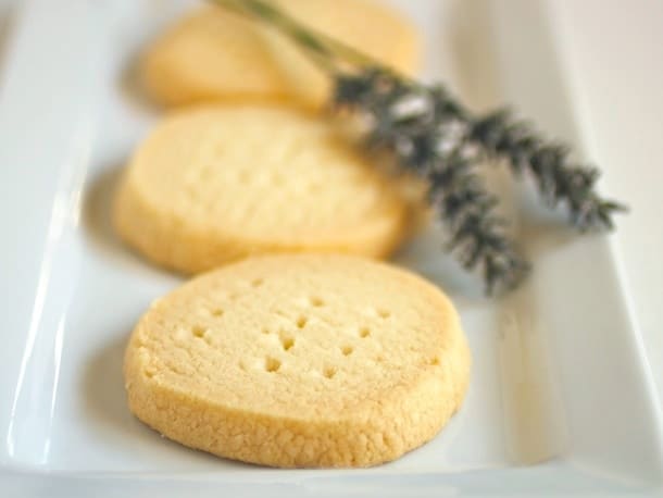 Gluten-Free Shortbread on a white platter.