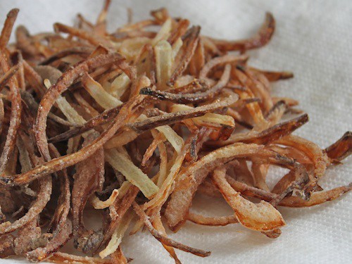 Fried onions for green bean casserole topping.