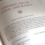 Roast chicken with Lemons cookbook page.