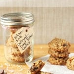 Kitchen Sink Oatmeal Peanut Butter cookies on wood cutting board.