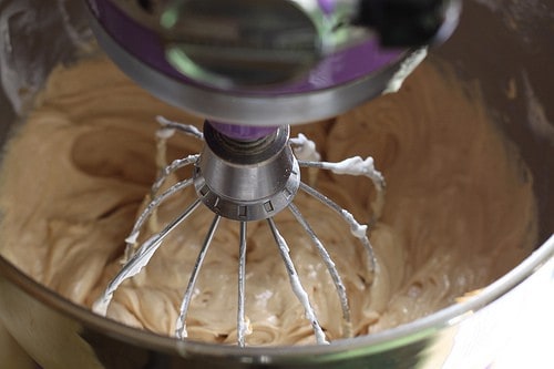 Mixing gluten-free peanut butter pie filling.