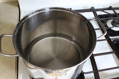 Pot of water for Steamed Potatoes.