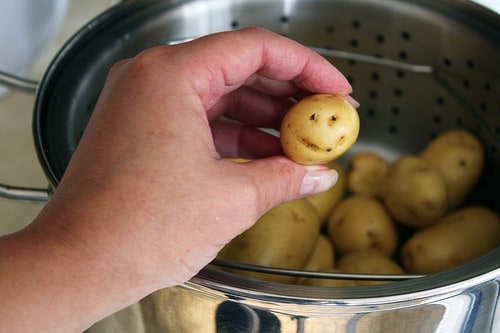 Small potatoes with a smiley face.