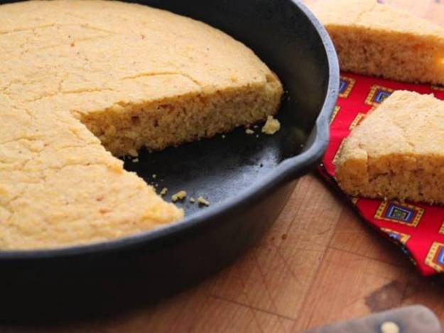 Gluten-Free Brown Butter Cornbread in a skillet.