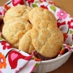 Gluten-Free Buttermilk Drop Biscuits in a linen-lined bowl.