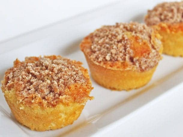 Gluten-Free Coffee Cakes on a white platter.