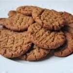 Gluten-Free Flourless Peanut Butter Cookies on a white platter.