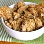 Crunchy gluten-free granola clusters in a bowl.