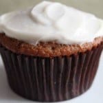 Gluten-Free Spice Cupcake frosted with cream cheese frosting.