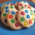 Soft Gluten-Free Sugar Cookies Topped with M&Ms.