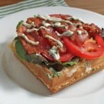 Gluten-Free Waffle BLT on a white plate.