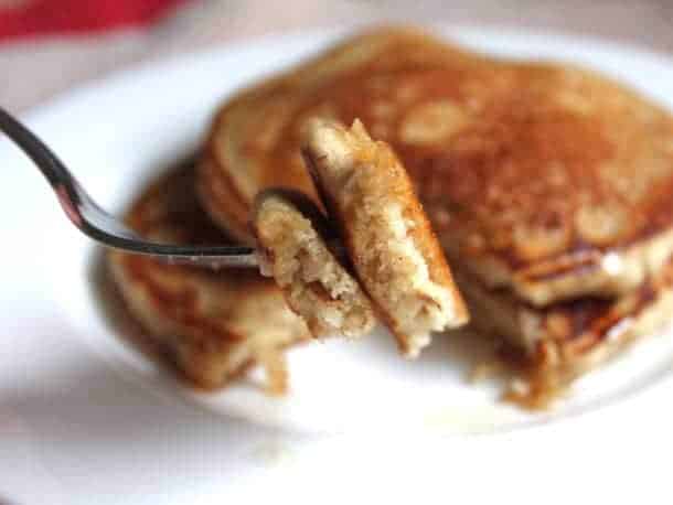 Whole Grain Gluten-Free Pancakes on a fork.