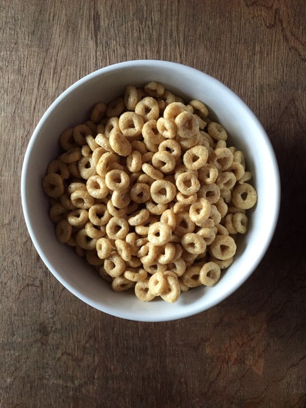 Bowl of Honey Nut Cheerios.