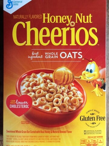 Gluten-Free Honey Nut Cheerios box.