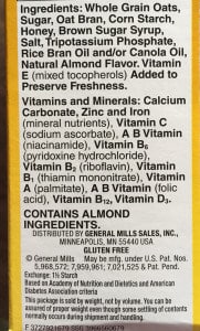 Gluten Free Honey Nut Cheerios ingredients.