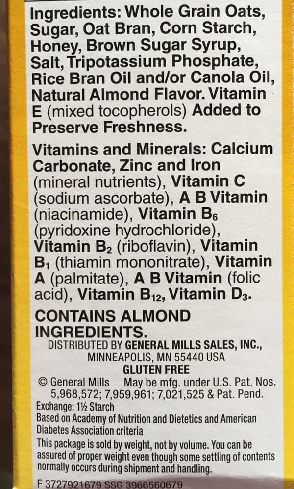 Gluten Free Honey Nut Cheerios Ingredients.