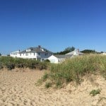 White house on beach.