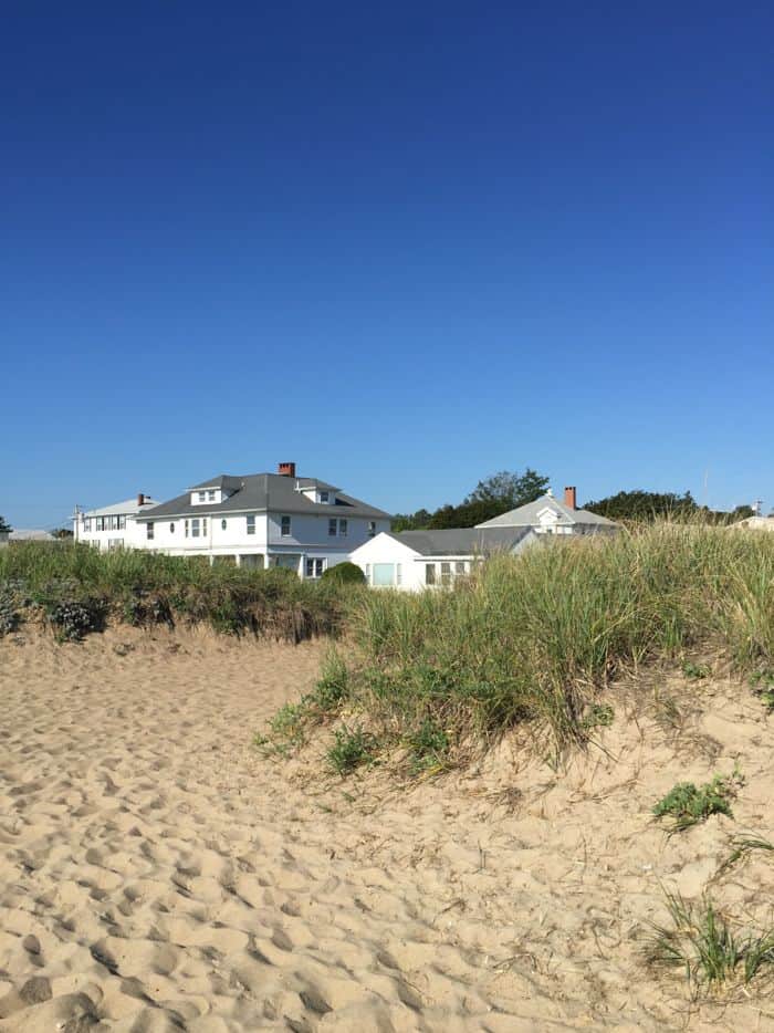 White house on beach.