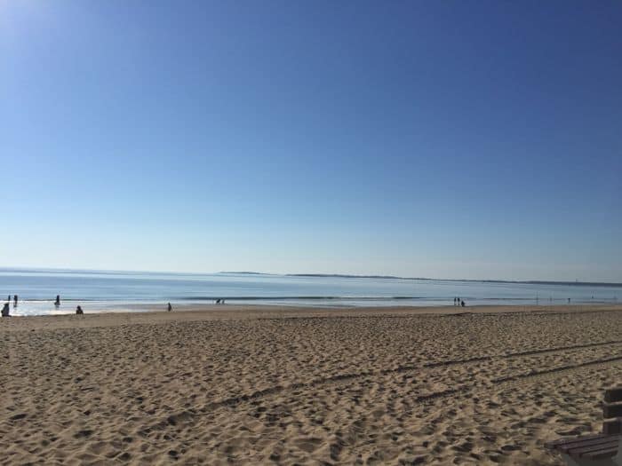 Blue sky with empty beach.