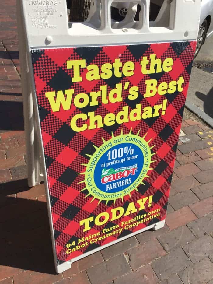 Taste the World's Best Cheddar Cabot Cheese sign.