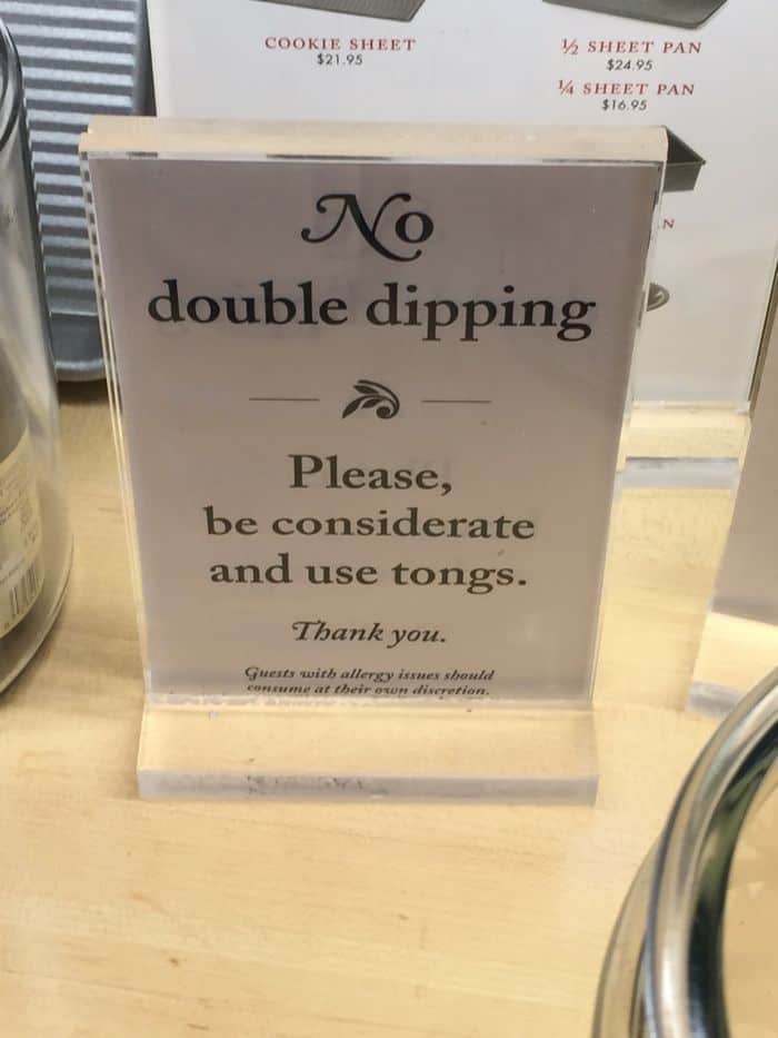 No Double dipping sign.