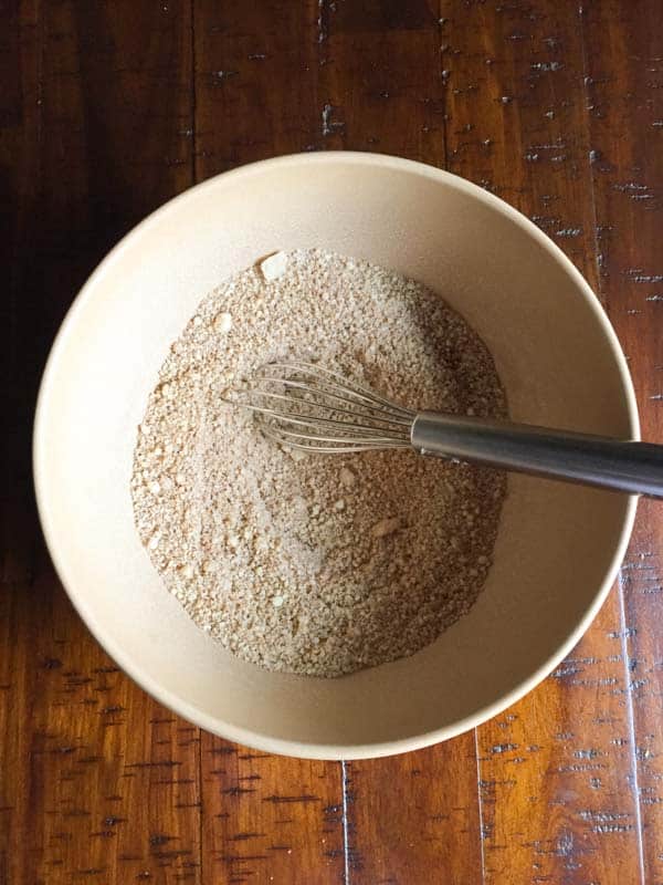 Paleo apple muffin flour in a brown bowl.