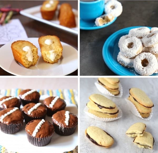 Paleo cream cake, doughnuts, cupcakes, and sandwich cookies.