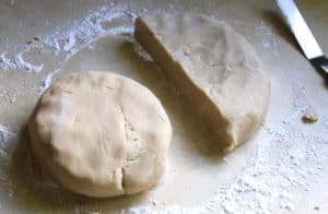 Gluten-free sugar cookie dough on counter.