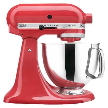 Red Kitchen Aid stand mixer.