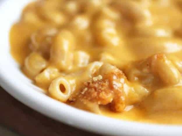 Gluten-free macaroni and cheese on a plate.