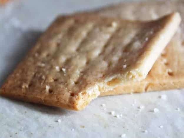 Gluten-Free Saltines on a baking sheet.