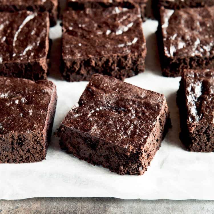 Paleo brownies cut into squares.