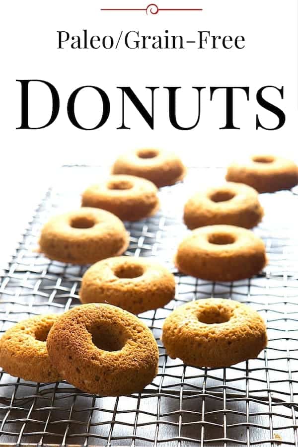 Paleo Doughnuts on a wire rack. Text on Image: Paleo/Grain-Free Donuts.