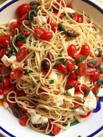 Gluten-Free Pasta with Fresh Tomatoes and Basil.