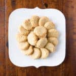 World's easiest almond cookies on white plate.