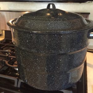 Canning pot on stove.