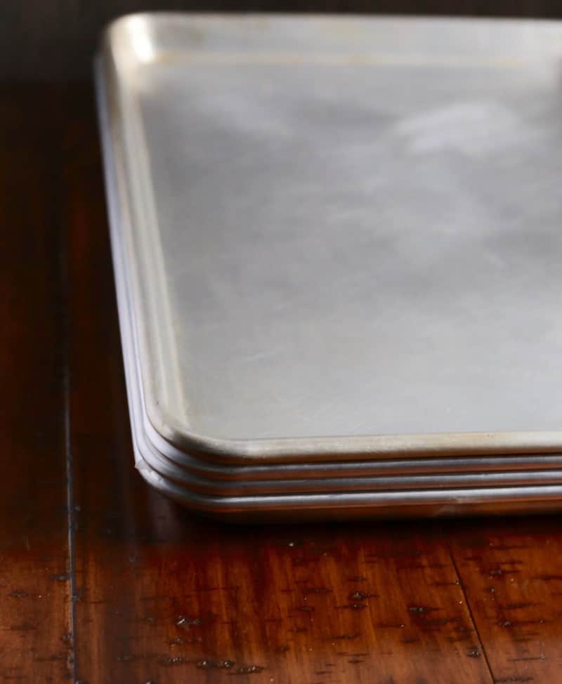 Stack of half sheet pans.