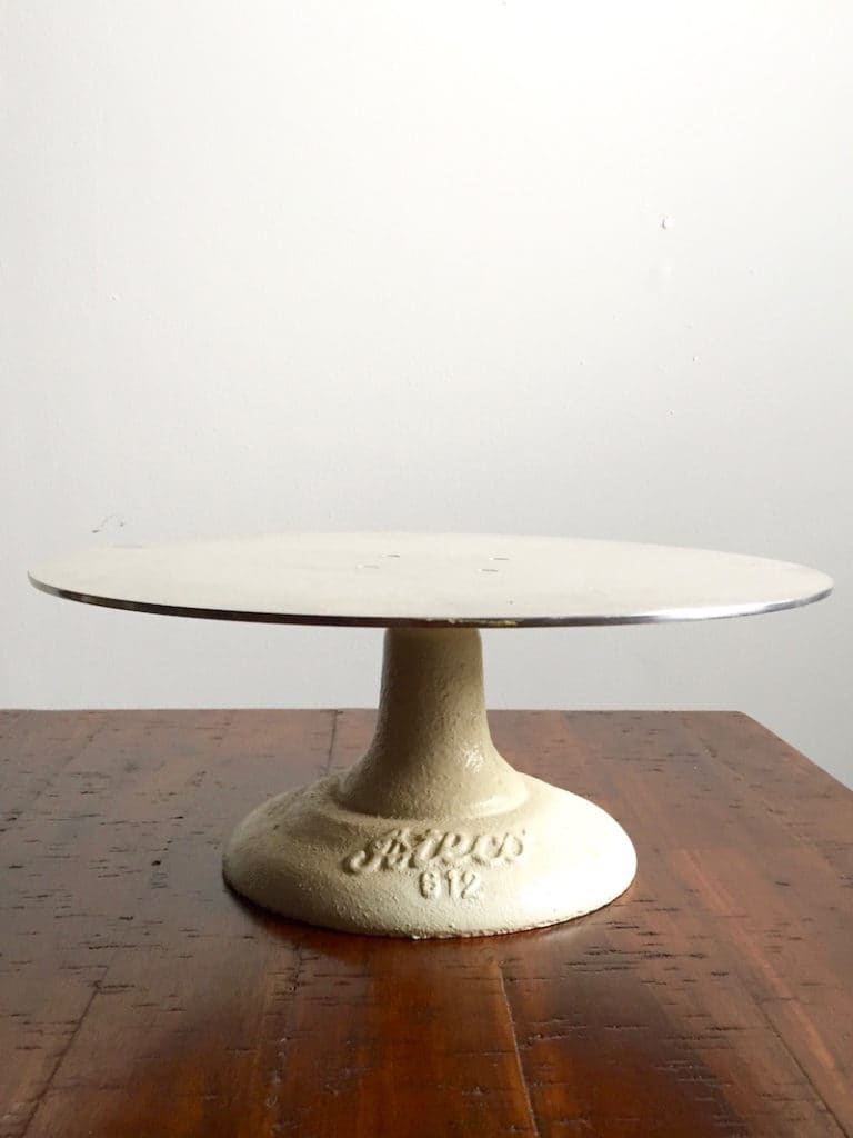 Metal cake stand.