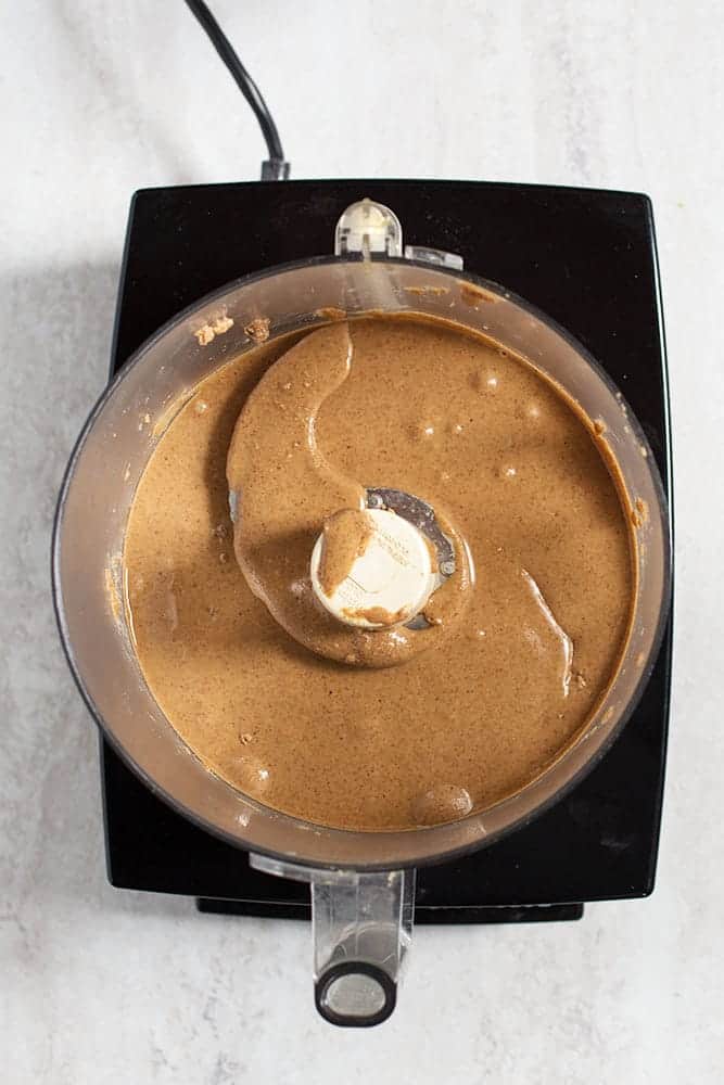 Almond butter in a food processor.