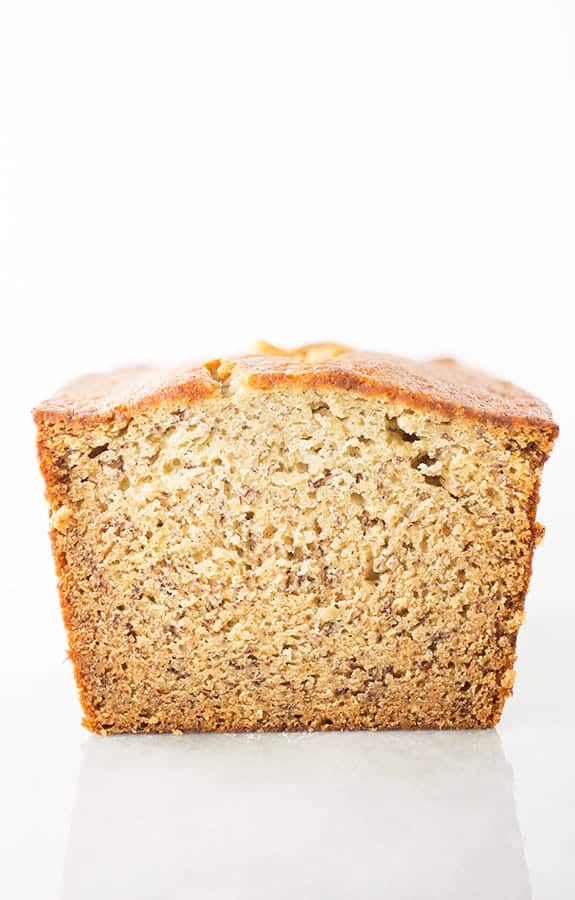 Loaf of gluten-free banana bread.